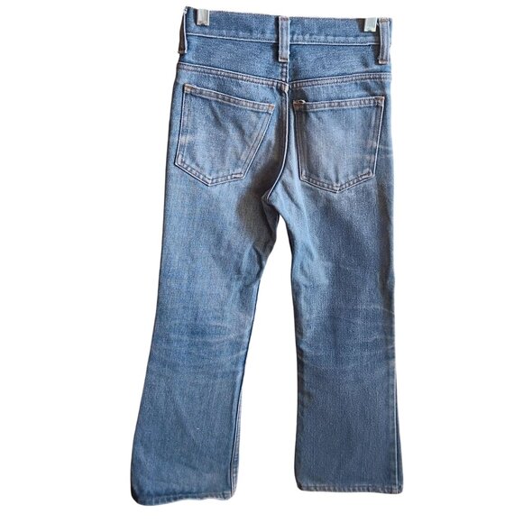 Boys 9 Slim 22x24 Vintage 70's Flare Plain Pockets Flared Denim Jeans Distressed - Picture 2 of 10